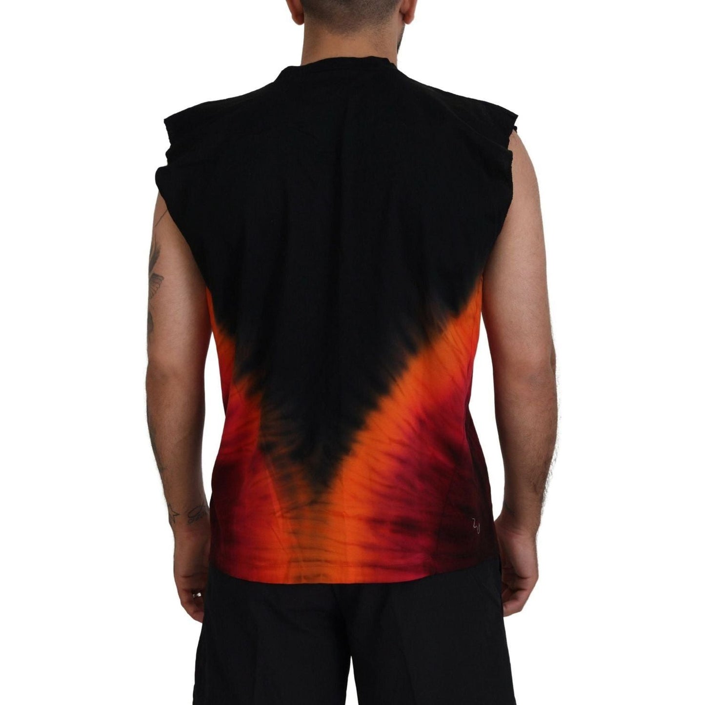 Dsquared² Black Orange Cotton Sleeveless Tank T-shirt Dsquared² Sienna