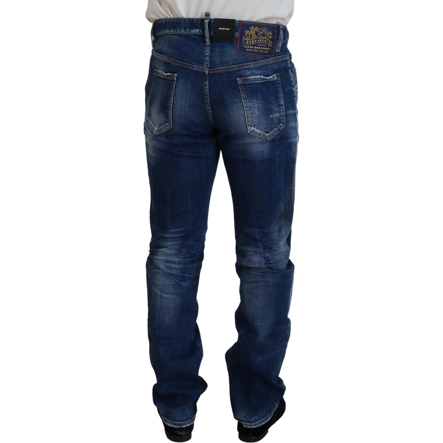 Dsquared² Blue Washed Patchwork Straight Fit Denim Jeans Dsquared² Dark Slate Gray
