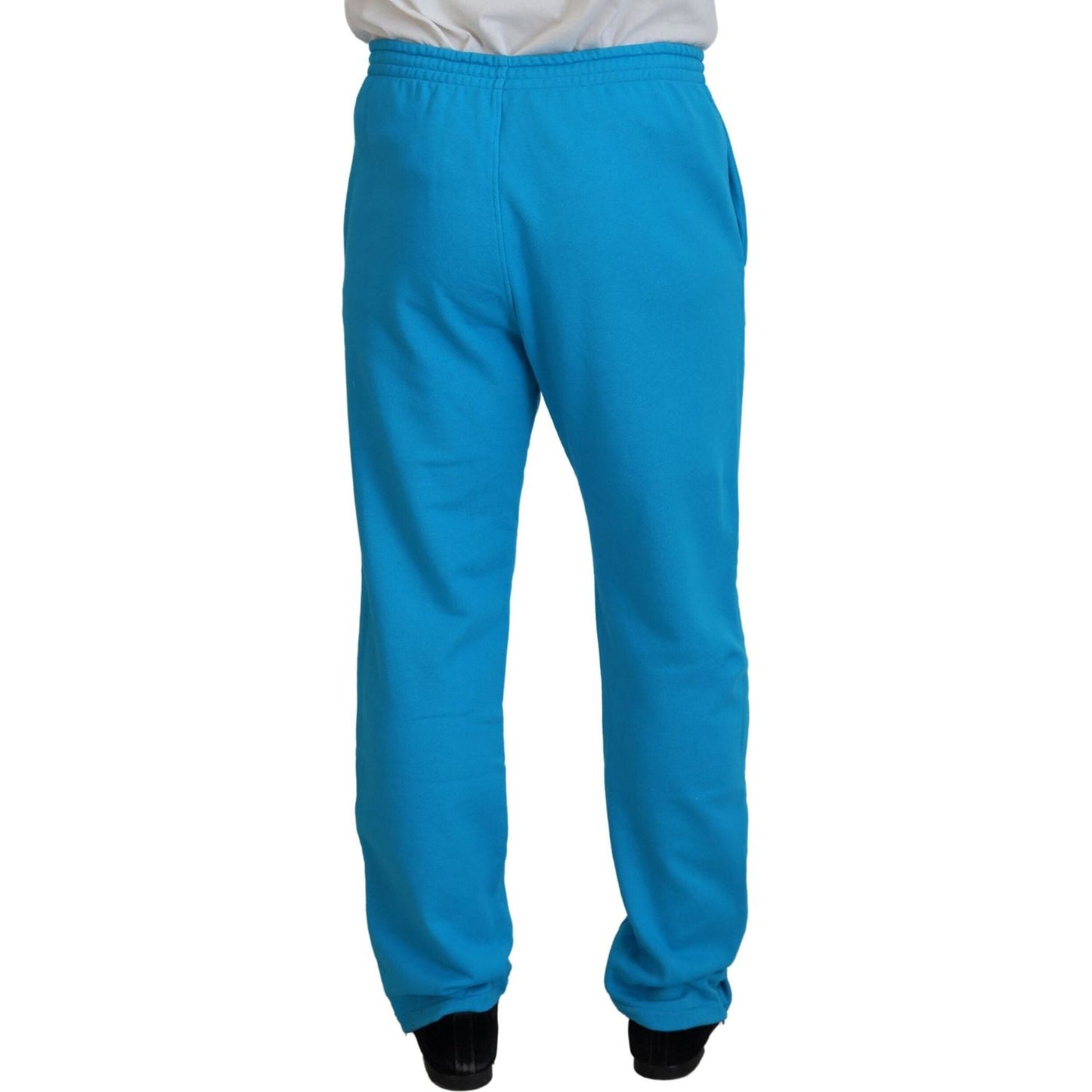 Dsquared² Light Blue Cotton Logo Print Casual Pants Dsquared² Dark Cyan