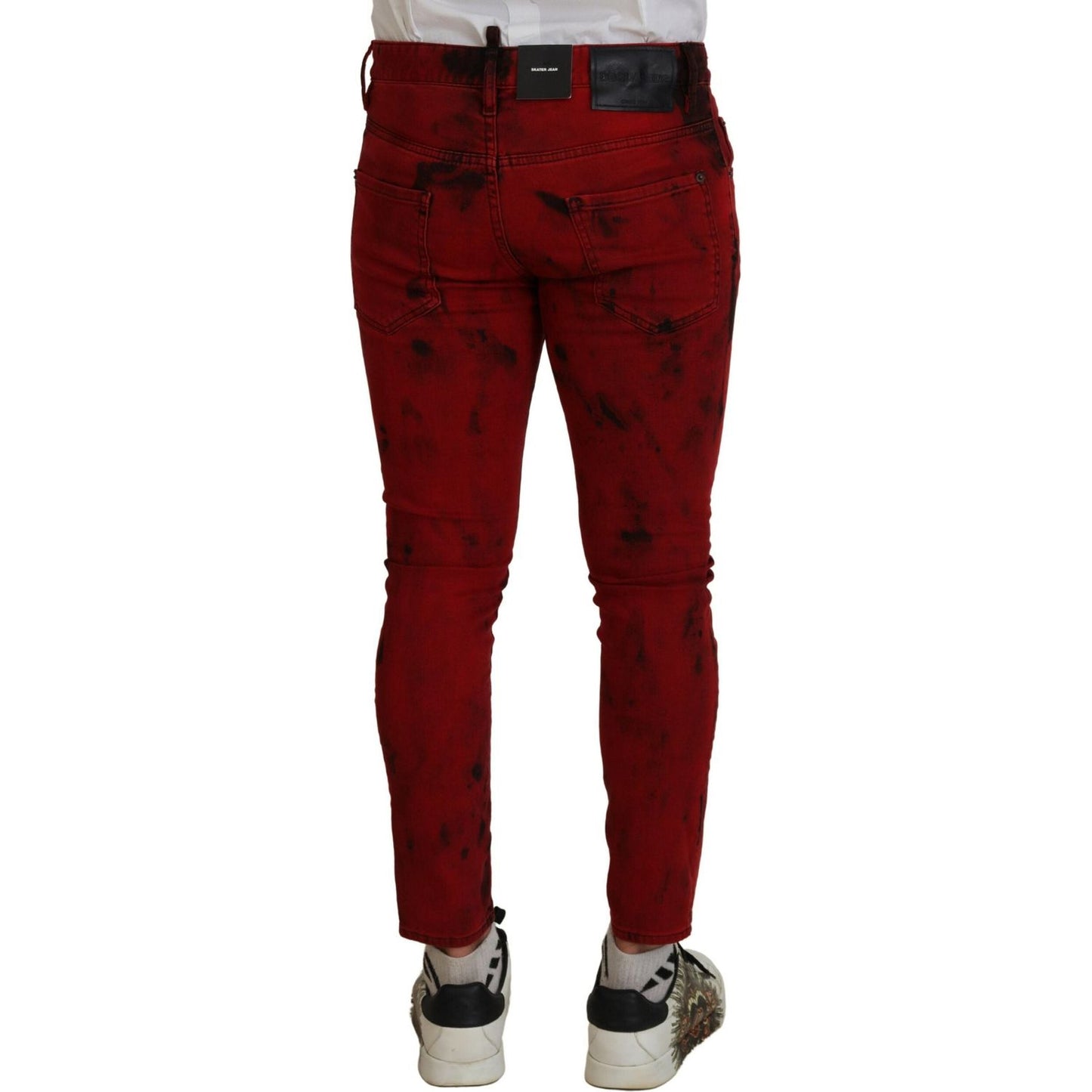 Dsquared² Red Cotton Tie Dye Skinny Casual Denim Jeans Dsquared² Dark Red