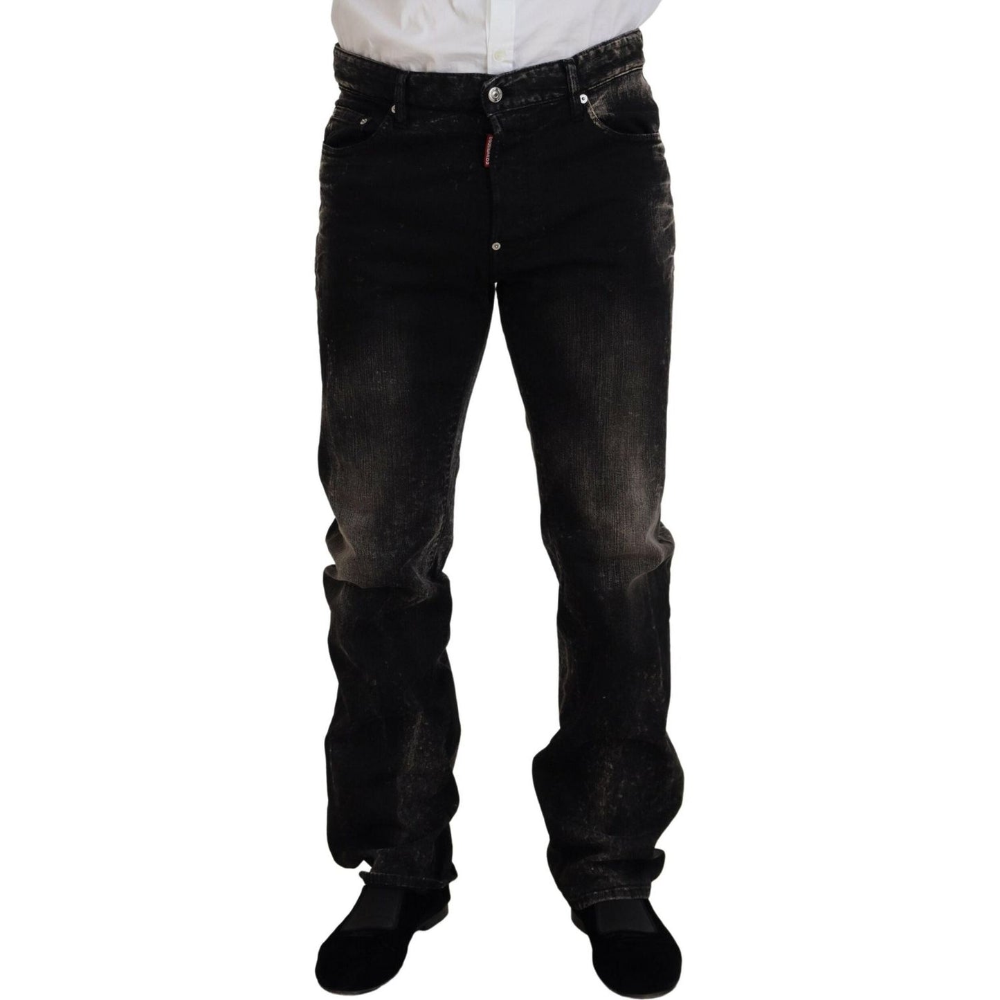Dsquared² Black Washed Cotton Straight Fit Casual Denim Jeans Dsquared² Black