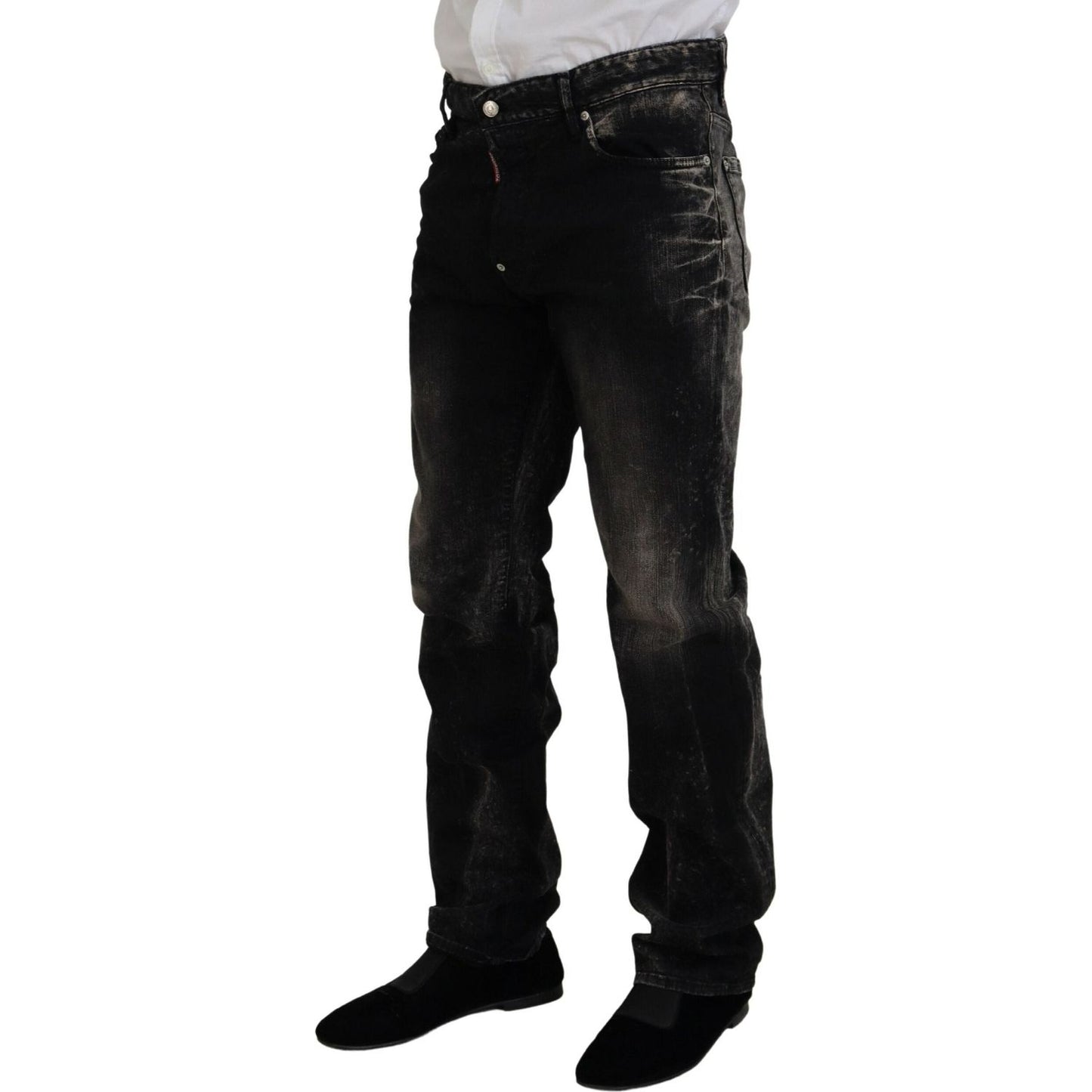 Dsquared² Black Washed Cotton Straight Fit Casual Denim Jeans Dsquared² Black