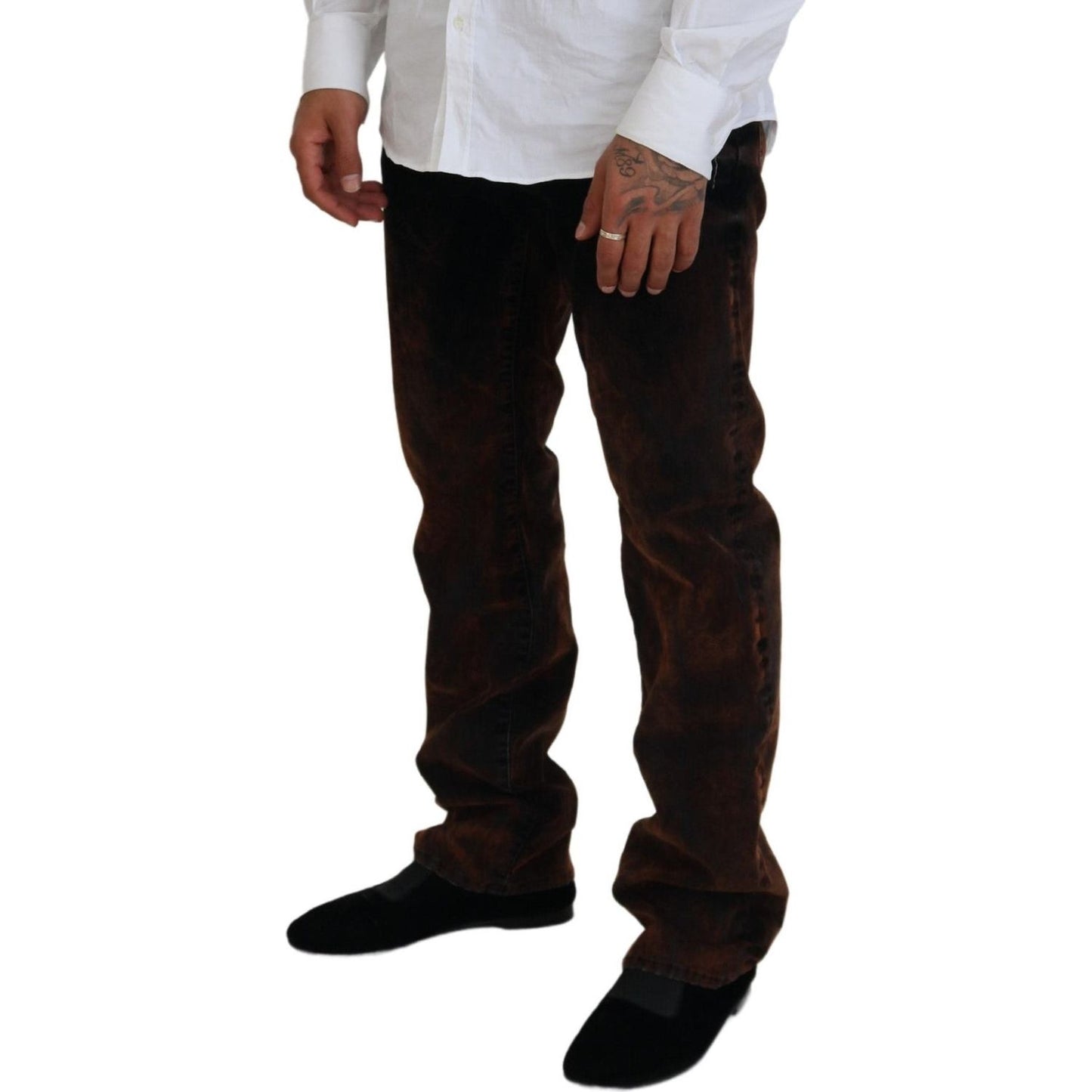 Dsquared² Brown Washed Cotton Straight Fit Casual Denim Jeans Dsquared² Gray