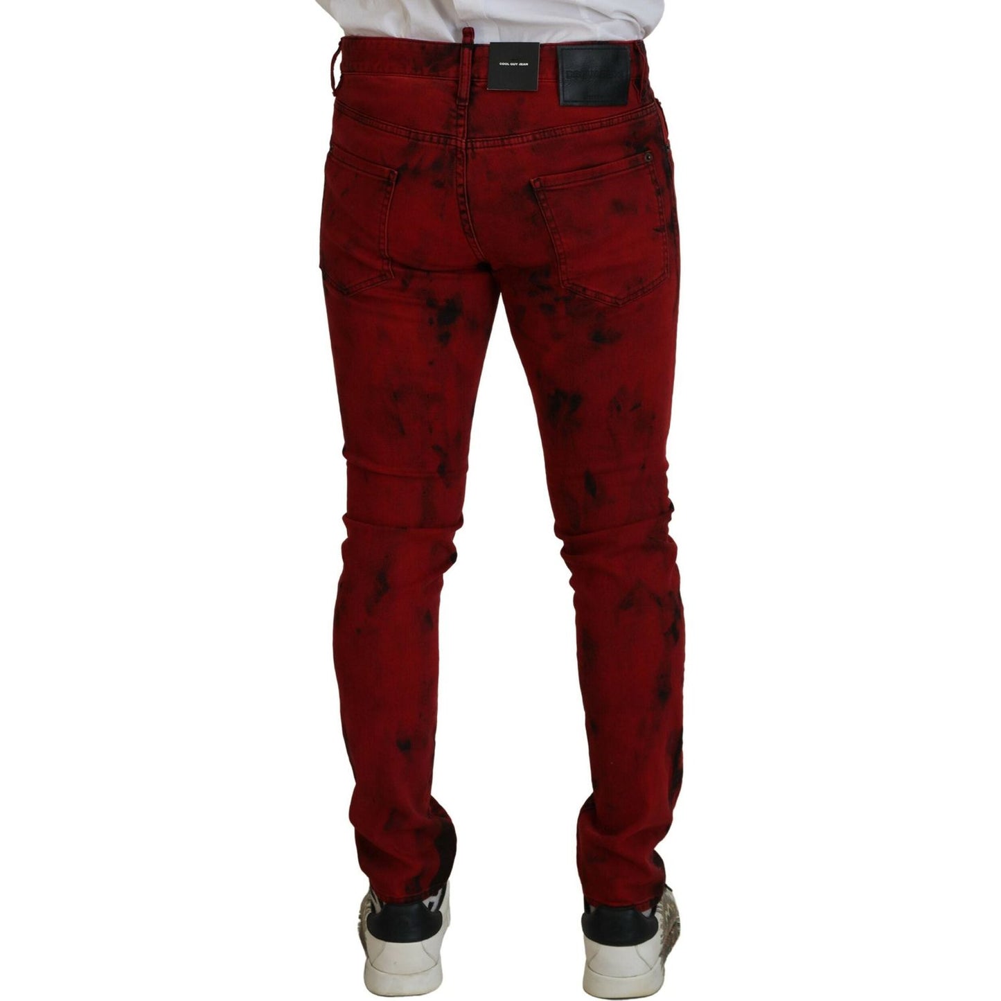 Dsquared² Red Cotton Tie Dye Skinny Casual Men Denim Jeans Dsquared² Dark Red