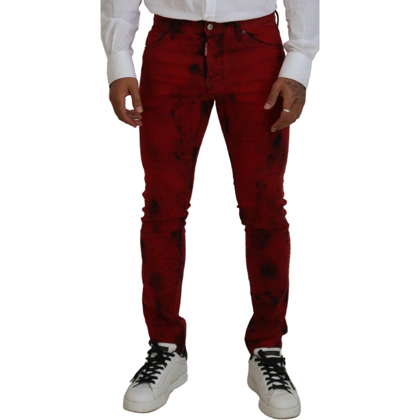 Dsquared² Red Cotton Tie Dye Skinny Casual Men Denim Jeans Dsquared² Black