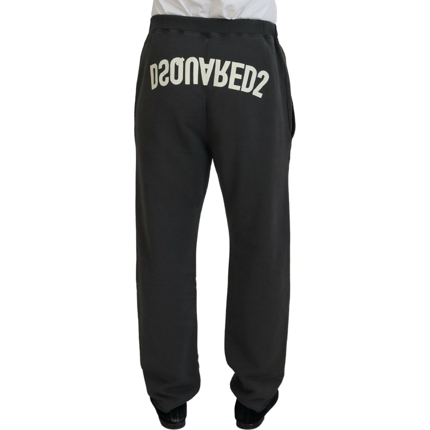 Dsquared² Dark Gray Cotton Men Casual Tattered Pants Dsquared² Dark Slate Gray