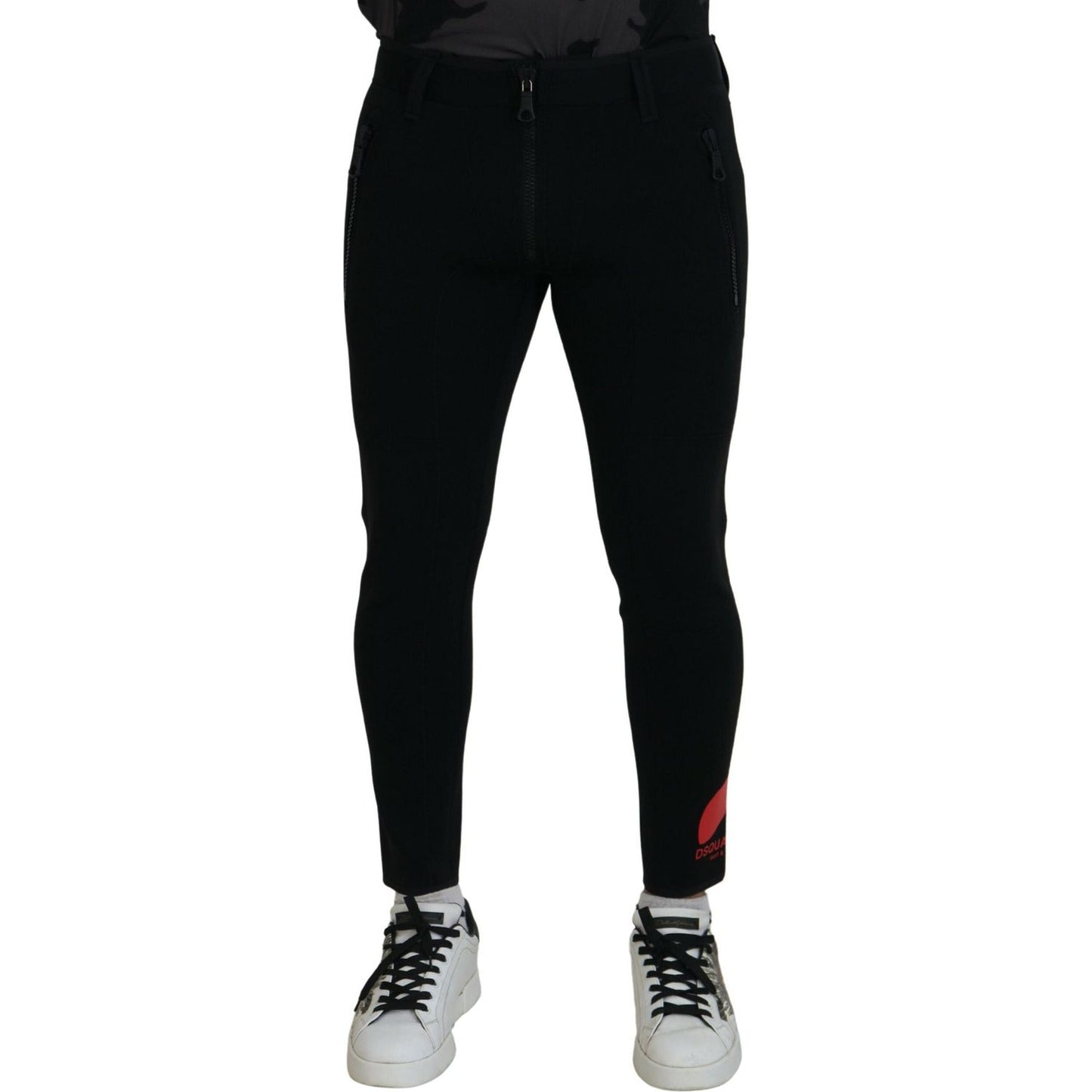 Dsquared² Back Polyamide Slim Fit Logo Print Pants Dsquared² Black