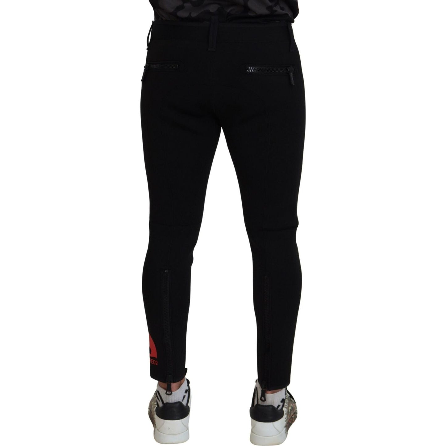 Dsquared² Back Polyamide Slim Fit Logo Print Pants Dsquared² Black