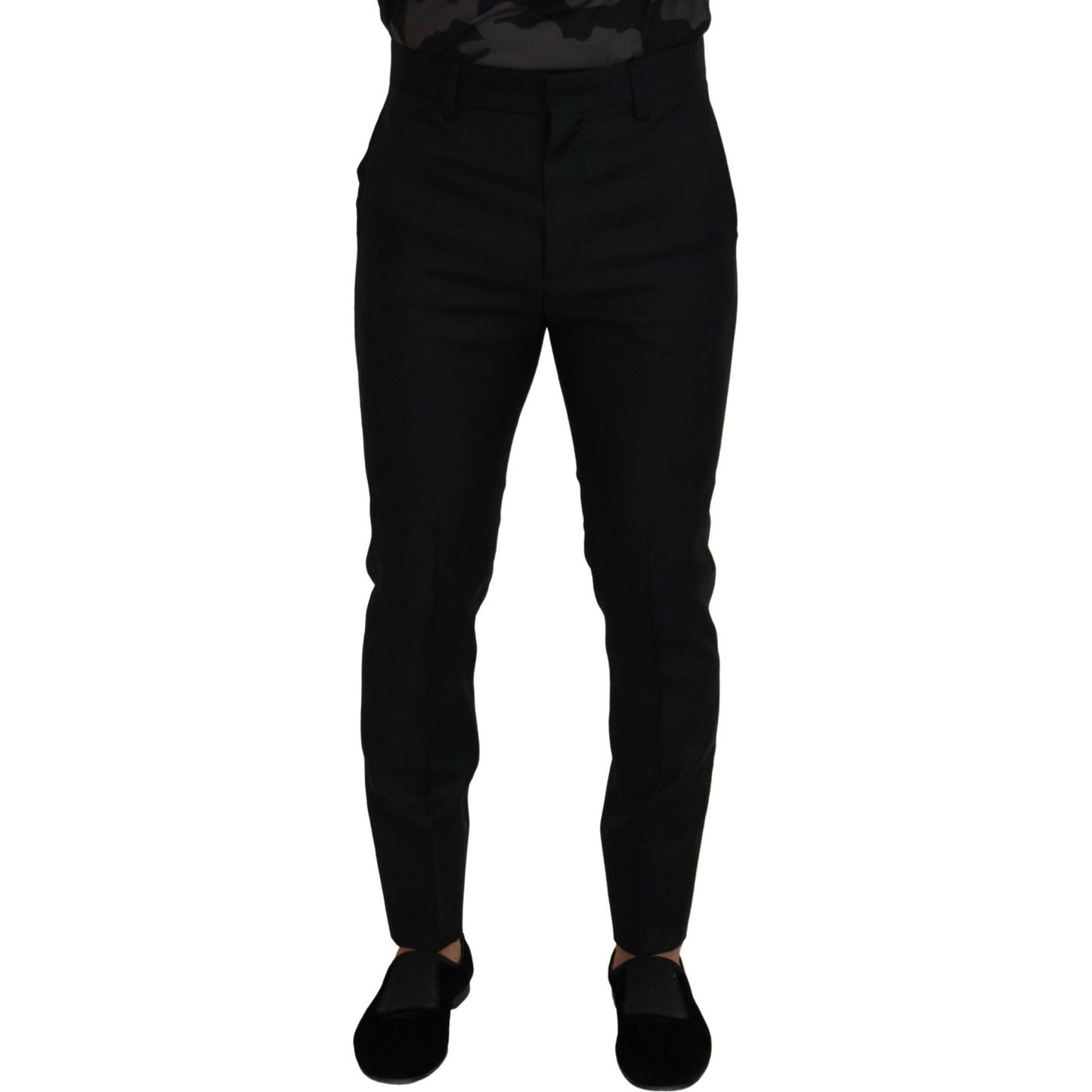 Dsquared² Back Virgin Wool Slim Fit Men Formal Pants Dsquared² Black