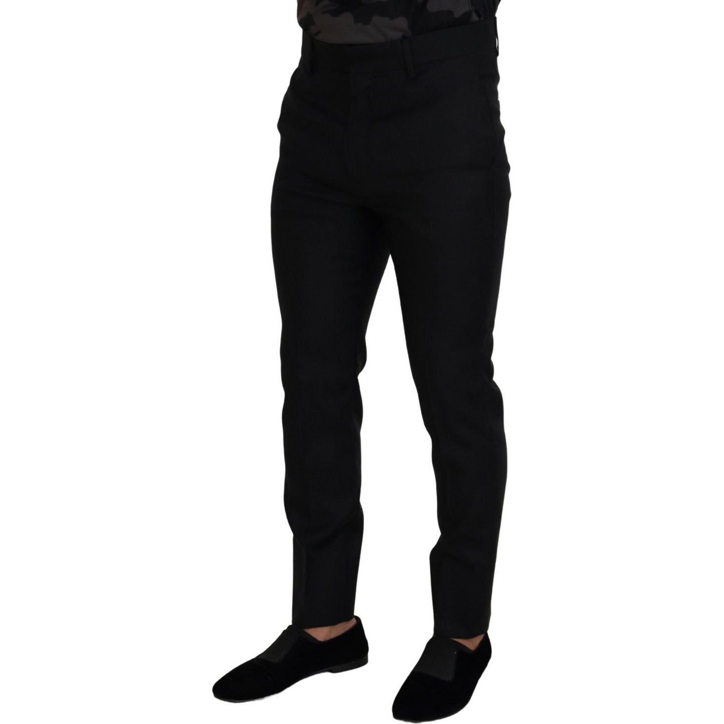 Dsquared² Back Virgin Wool Slim Fit Men Formal Pants Dsquared² Black