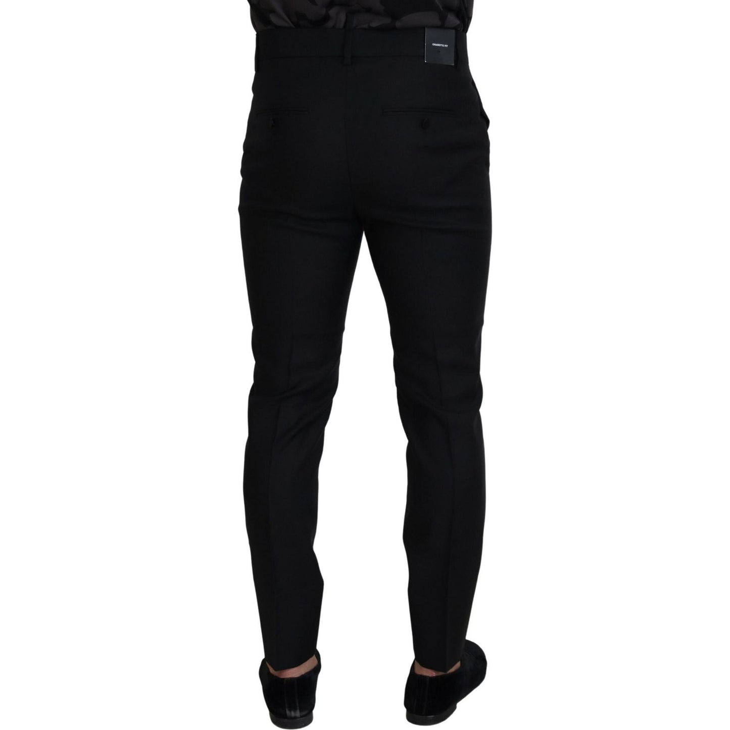 Dsquared² Back Virgin Wool Slim Fit Men Formal Pants Dsquared² Black