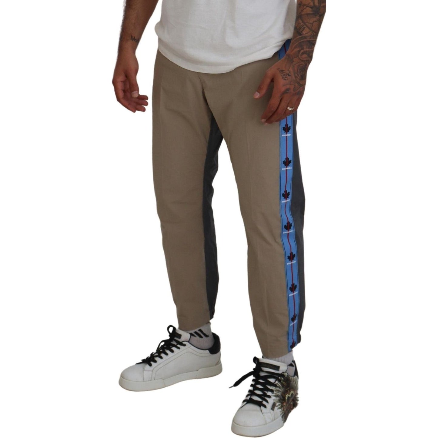 Dsquared² Cotton Brown Gray Two Tone Men Casual Pants Dsquared² Dim Gray