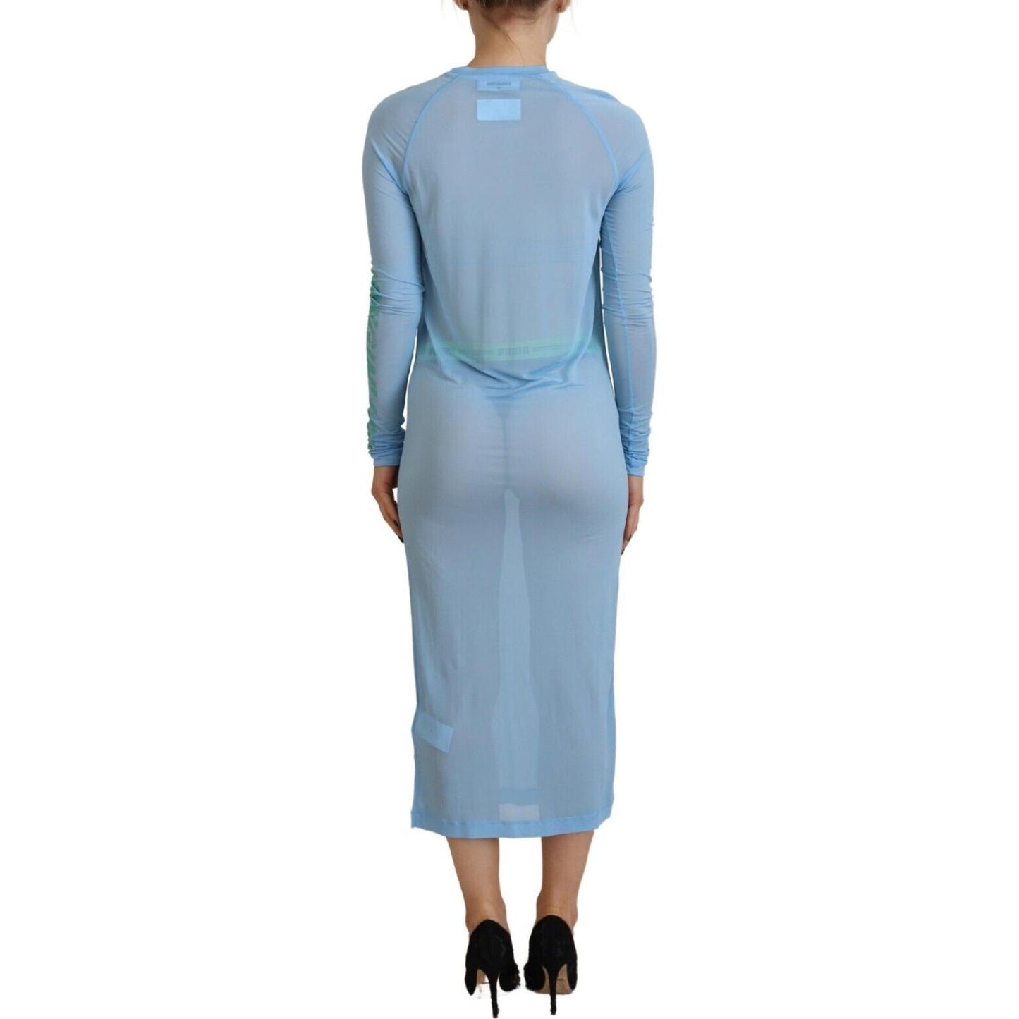 Dsquared² Blue Printed Viscose Long Sleeves Cover Up Dress Dsquared² Dark Gray
