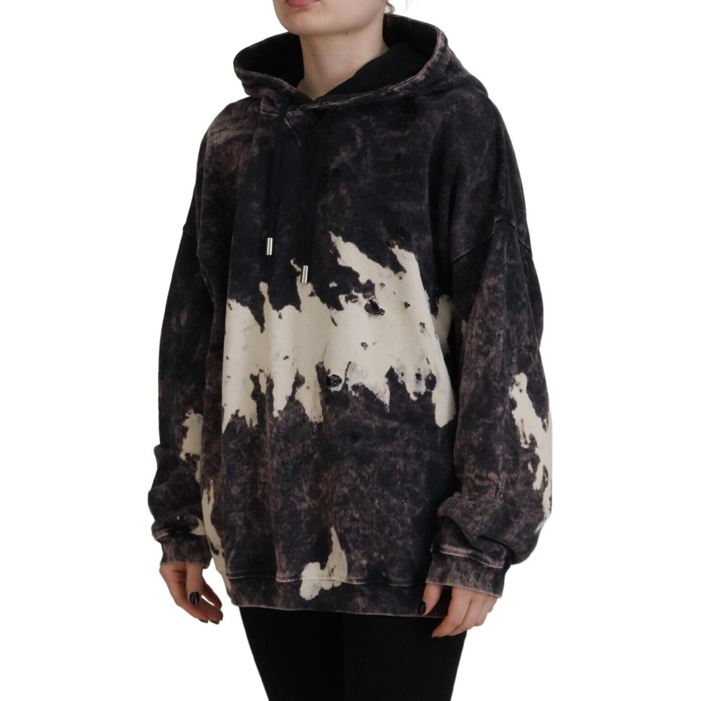 Dsquared² Multicolor Dye Cotton Hoodie Sweatshirt Sweater Dsquared² Black