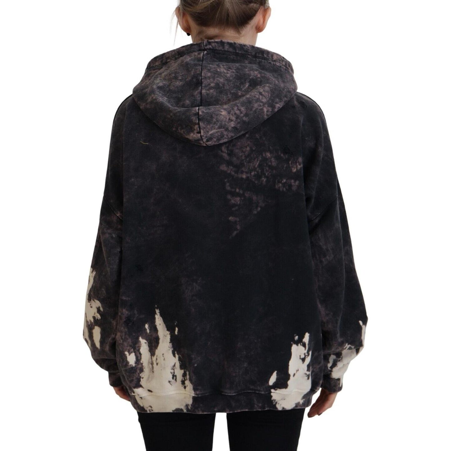 Dsquared² Multicolor Dye Cotton Hoodie Sweatshirt Sweater Dsquared² Black