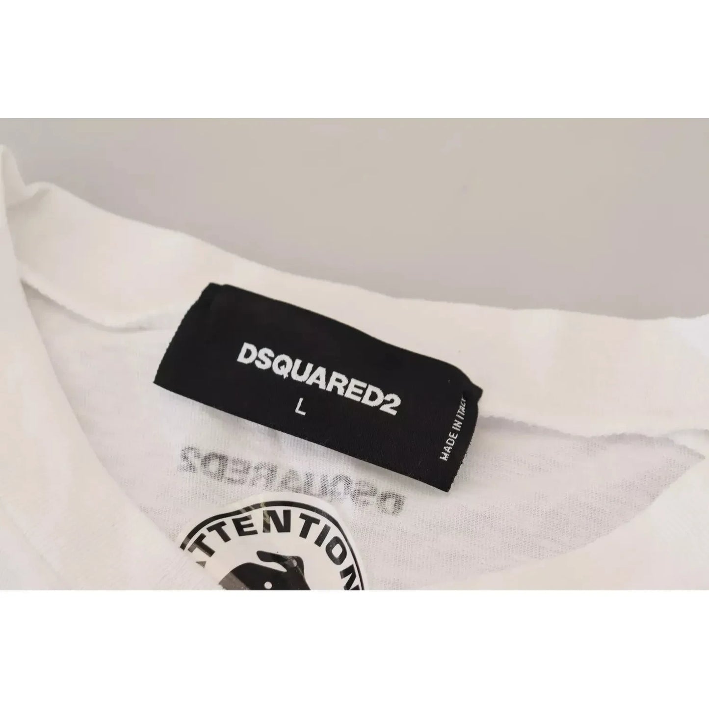 Dsquared² White Cotton Linen Long Sleeves Pullover Sweater Dsquared² Light Gray