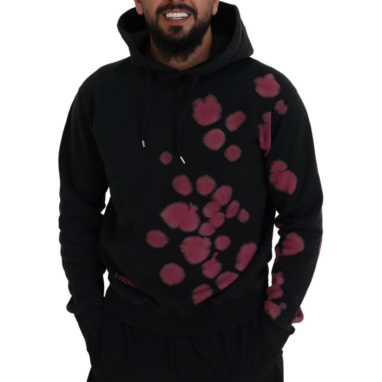 Dsquared² Black Tie Dye Cotton Hooded Sweatshirt Sweater Dsquared² Black