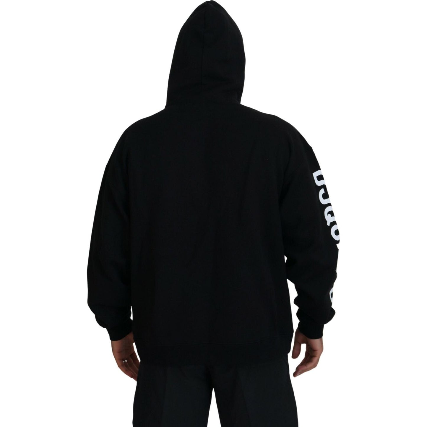 Dsquared² Black Hooded Full Zip Printed Sleeves Sweater Dsquared² Black