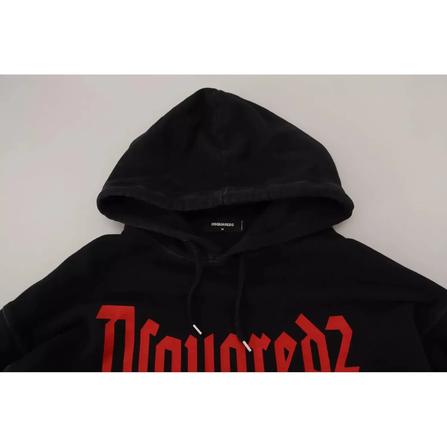 Dsquared² Black Cotton Hooded Printed Men Pullover Sweater Dsquared² Gray
