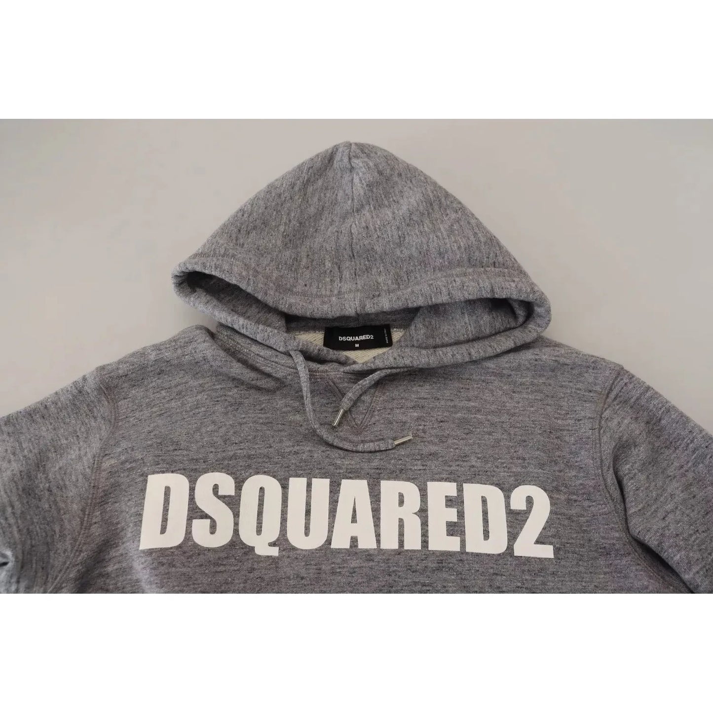 Dsquared² Gray Cotton Hooded Logo Print Men Pullover Sweater Dsquared² Light Slate Gray