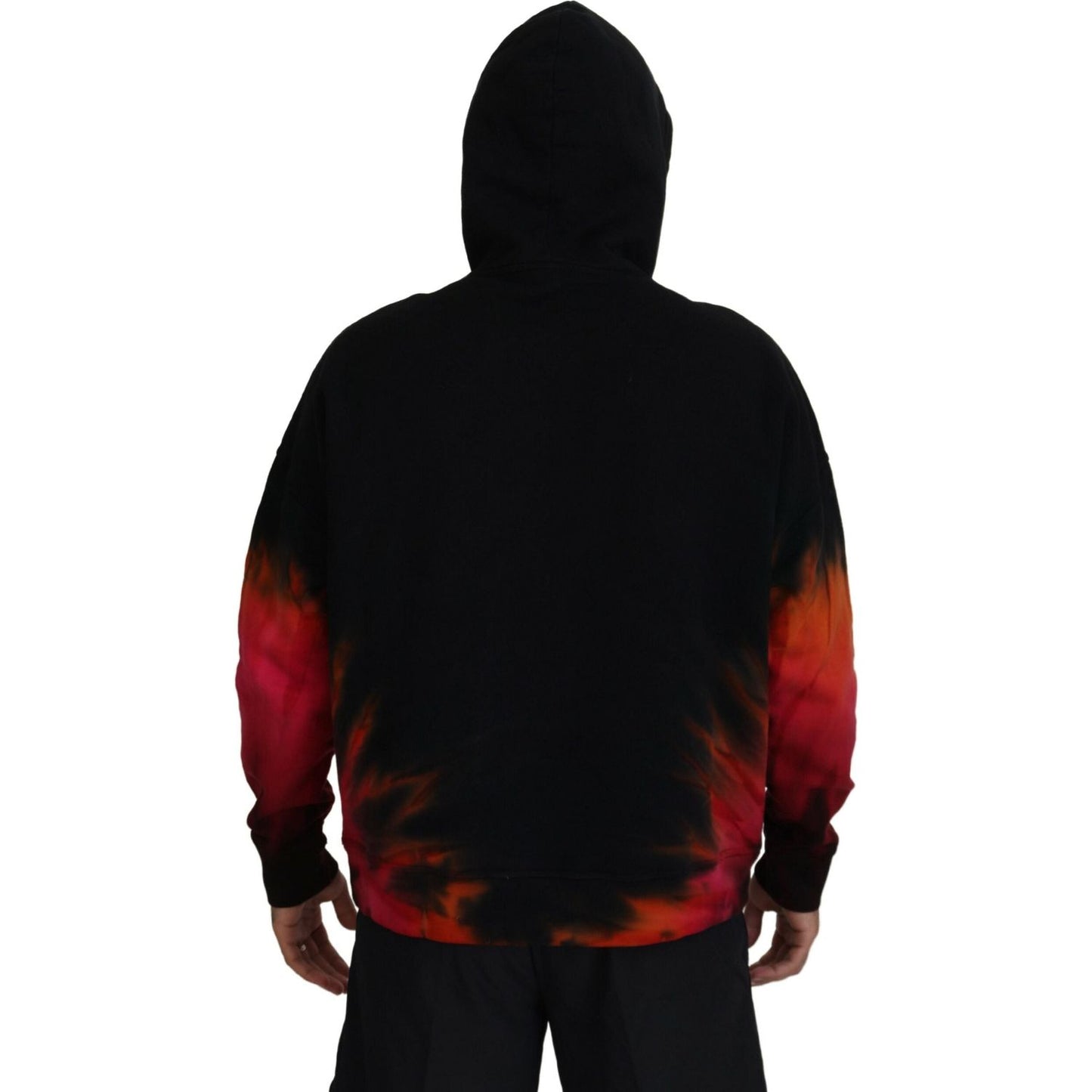 Dsquared² Black Red Cotton Hooded Tie Dye Pullover Sweater Dsquared² Black