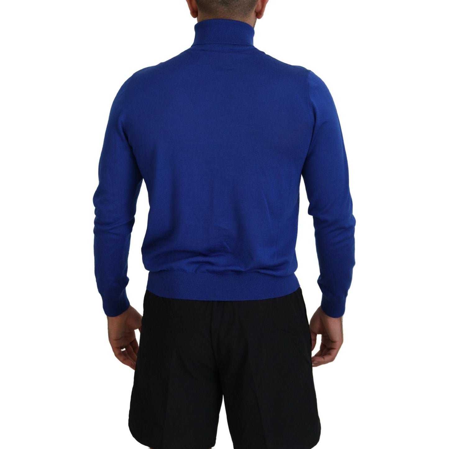 Dsquared² Blue Logo Print Long Sleeves Turtle Neck Sweater Dsquared² Midnight Blue