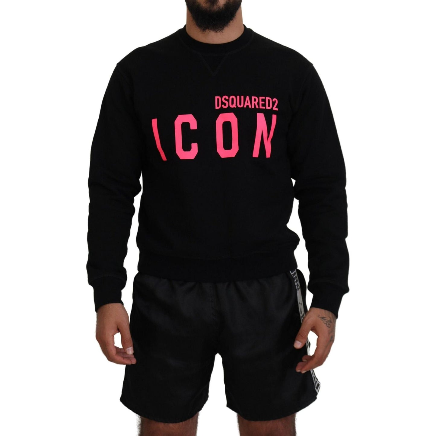 Dsquared² Black Printed Long Sleeves Pullover Sweater Dsquared² Black