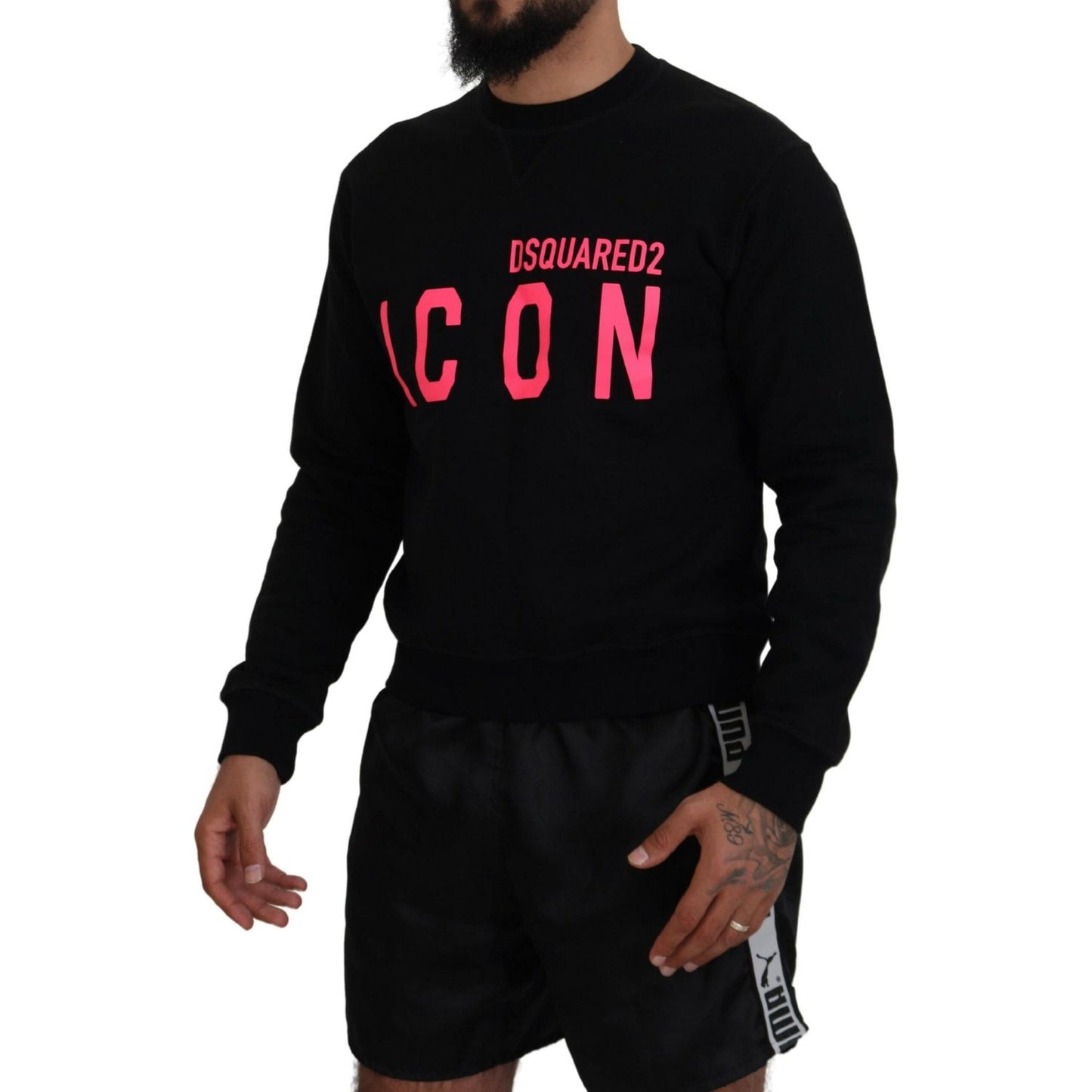 Dsquared² Black Printed Long Sleeves Pullover Sweater Dsquared² Black