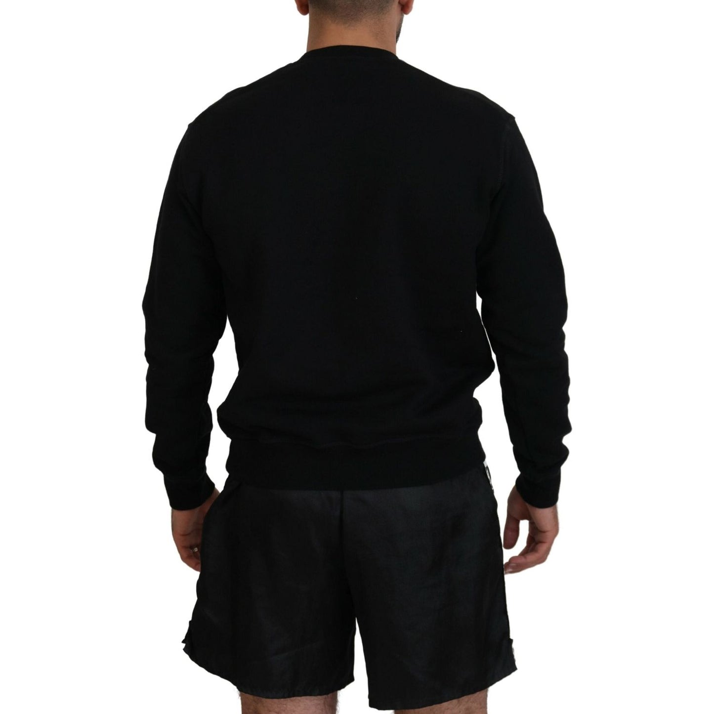 Dsquared² Black Logo Print Long Sleeves Men Pullover Sweater Dsquared² Black