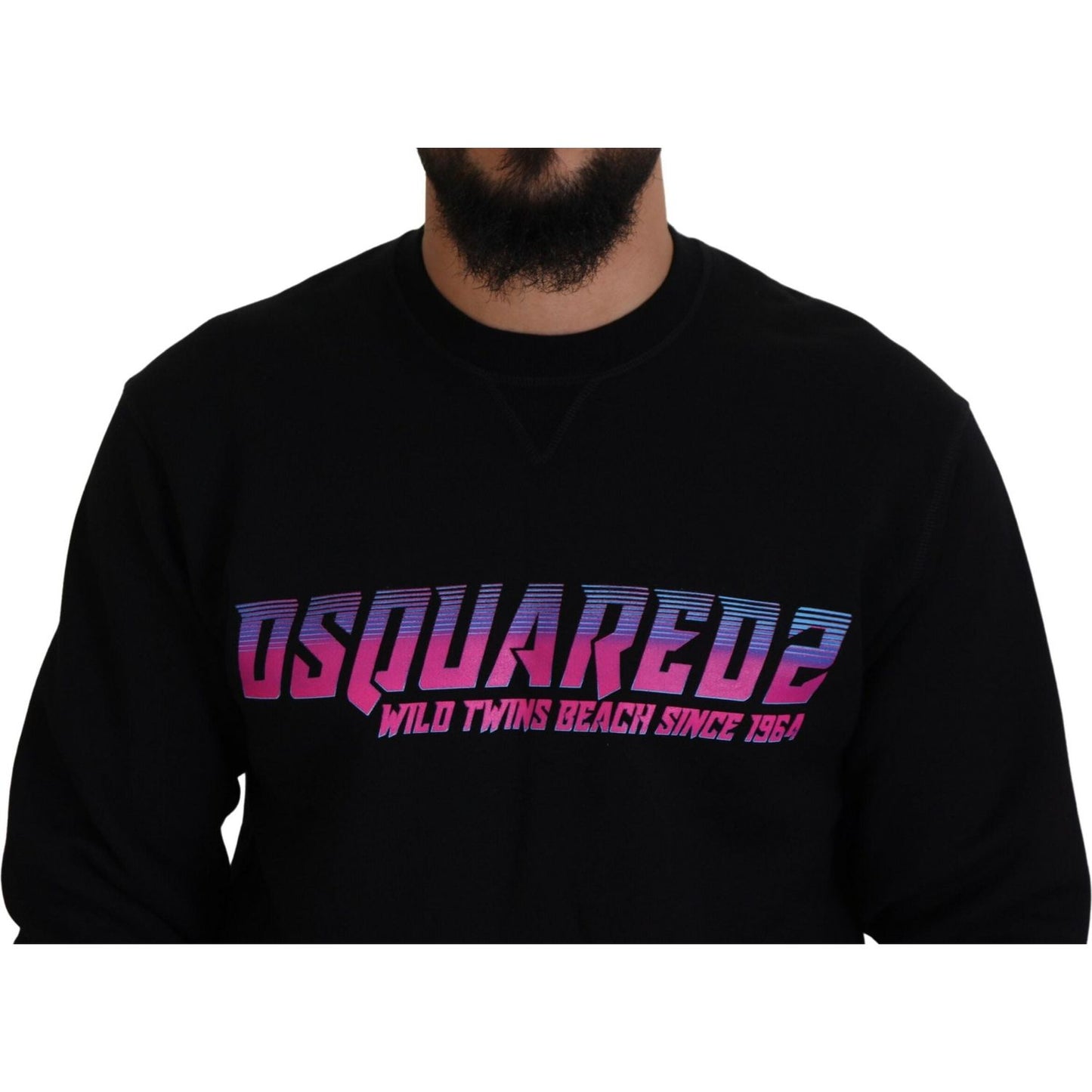 Dsquared² Black Logo Print Long Sleeves Men Pullover Sweater Dsquared² Black