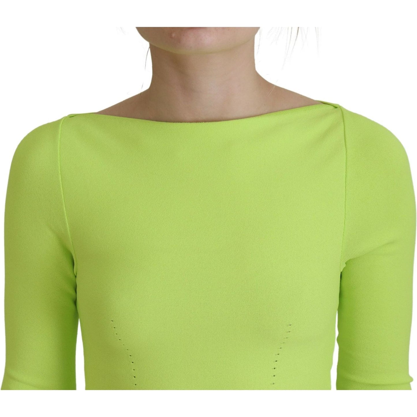 Dsquared² Green Viscose Long Sleeve A-line Sheath Mini Dress Dsquared² Dark Khaki