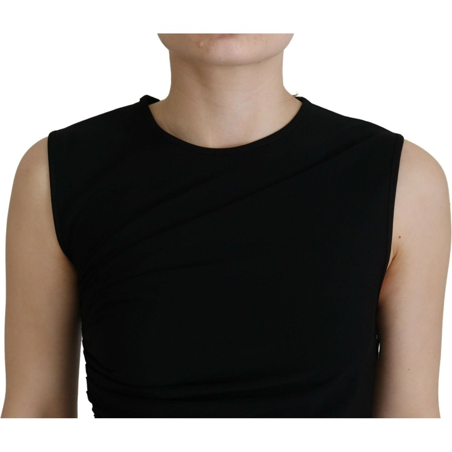 Dsquared² Black Viscose Sleeveless Ruched Maxi Dress Dsquared² Black