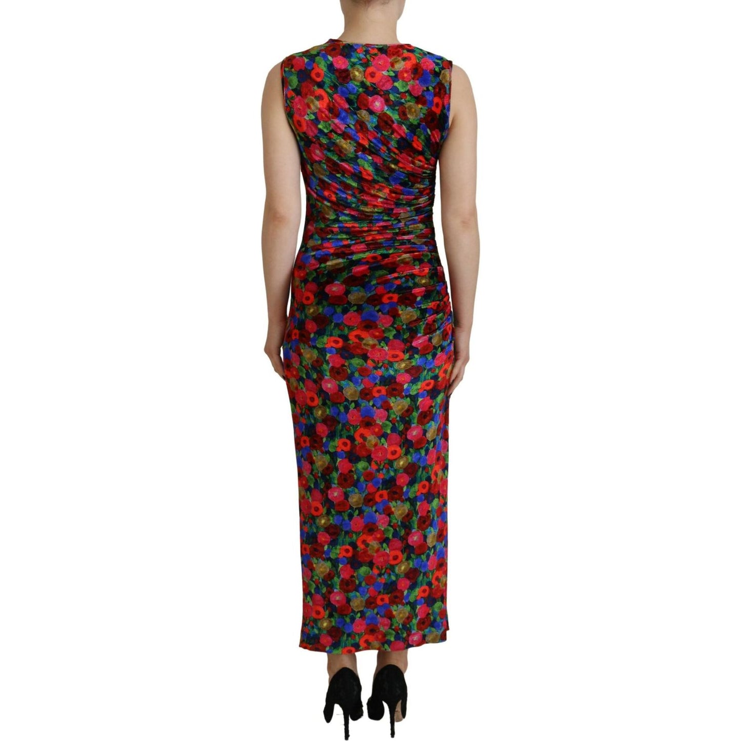 Dsquared² Multicolor Floral Bodycon Ruched Maxi Dress Dsquared² Dark Slate Gray