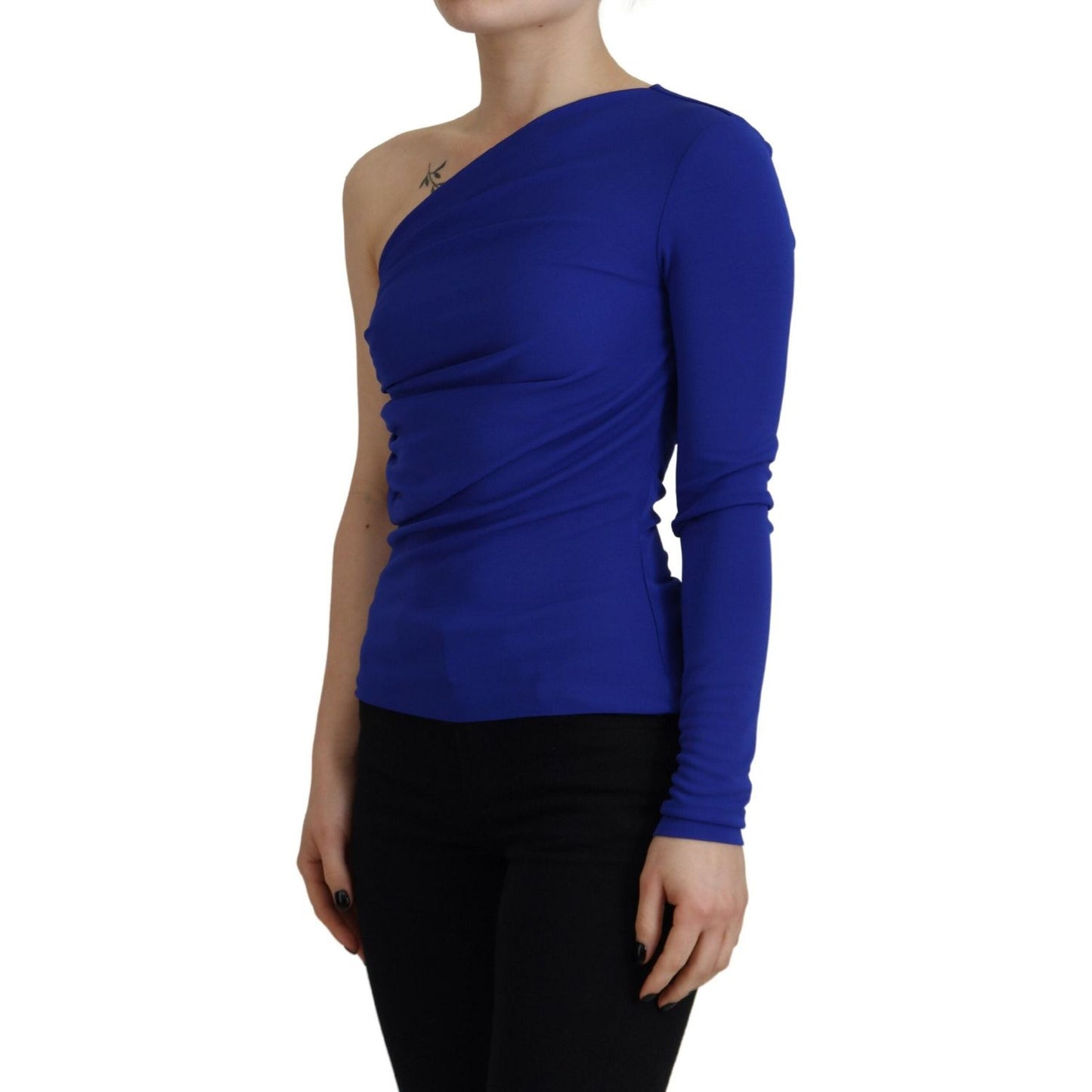 Dsquared² Blue Viscose One Shoulder Slim Fit Blouse Top Dsquared² Midnight Blue