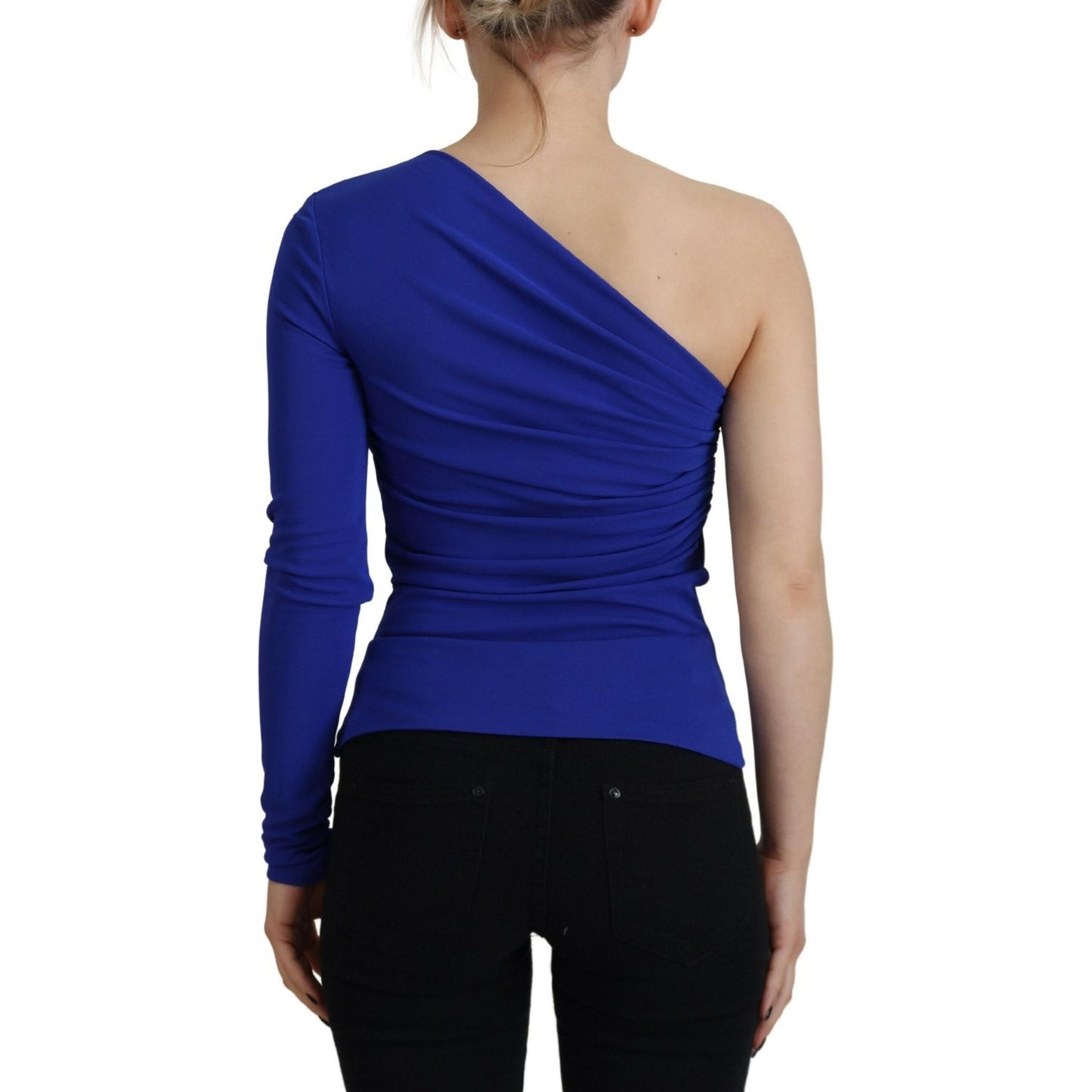 Dsquared² Blue Viscose One Shoulder Slim Fit Blouse Top Dsquared² Midnight Blue