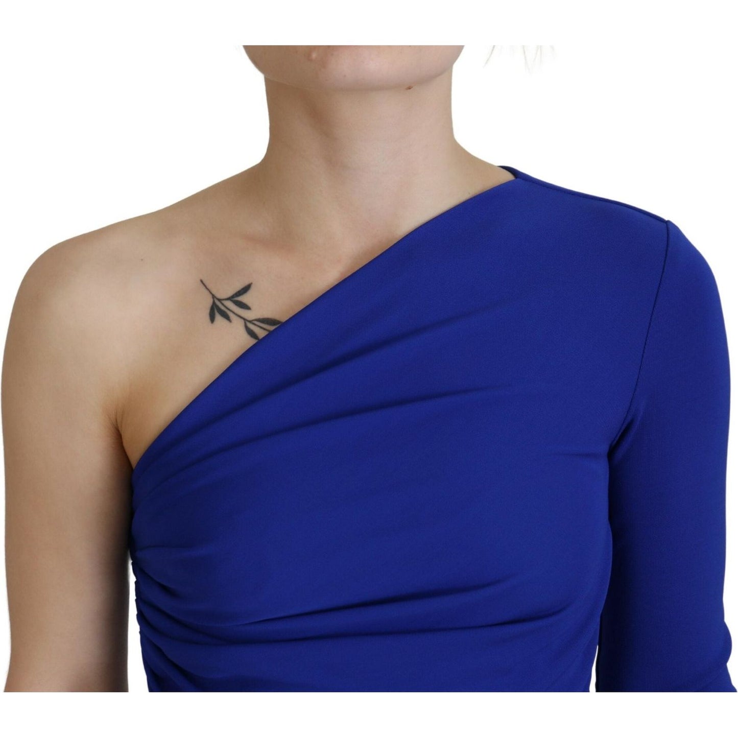Dsquared² Blue Viscose One Shoulder Slim Fit Blouse Top Dsquared² Rosy Brown