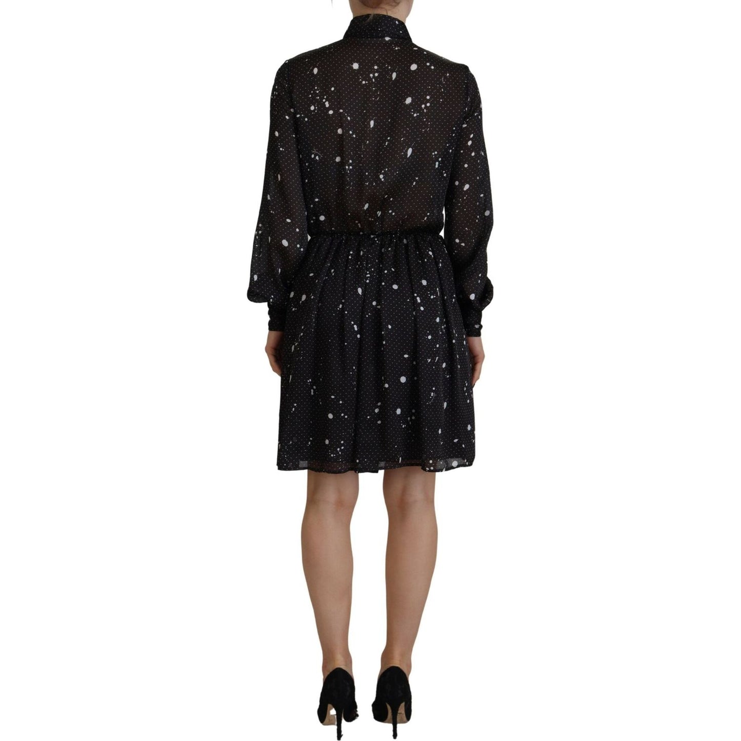 Dsquared² Black Polka Dot Long Sleeves Button Down Dress Dsquared² Black