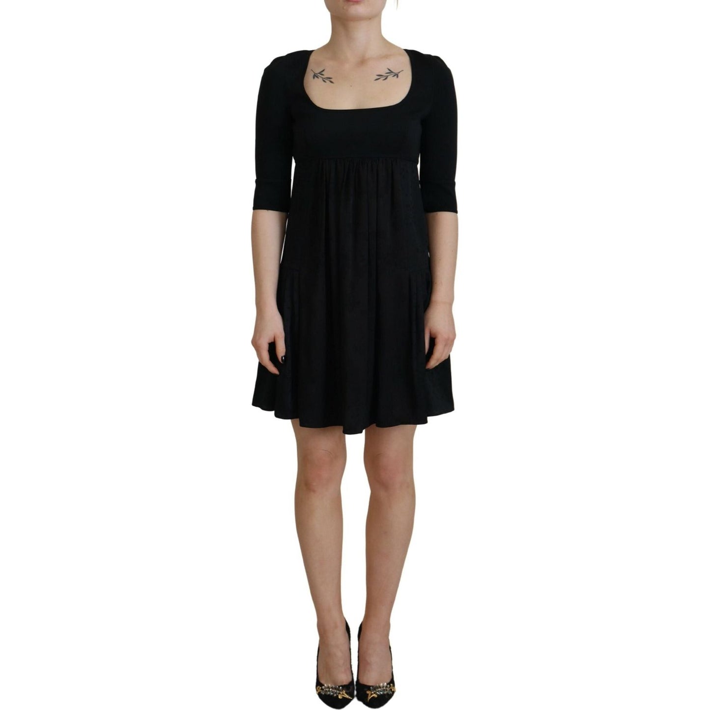 Dsquared² Black Acetate Short Sleeves A-line Sheath Dress Dsquared² Rosy Brown