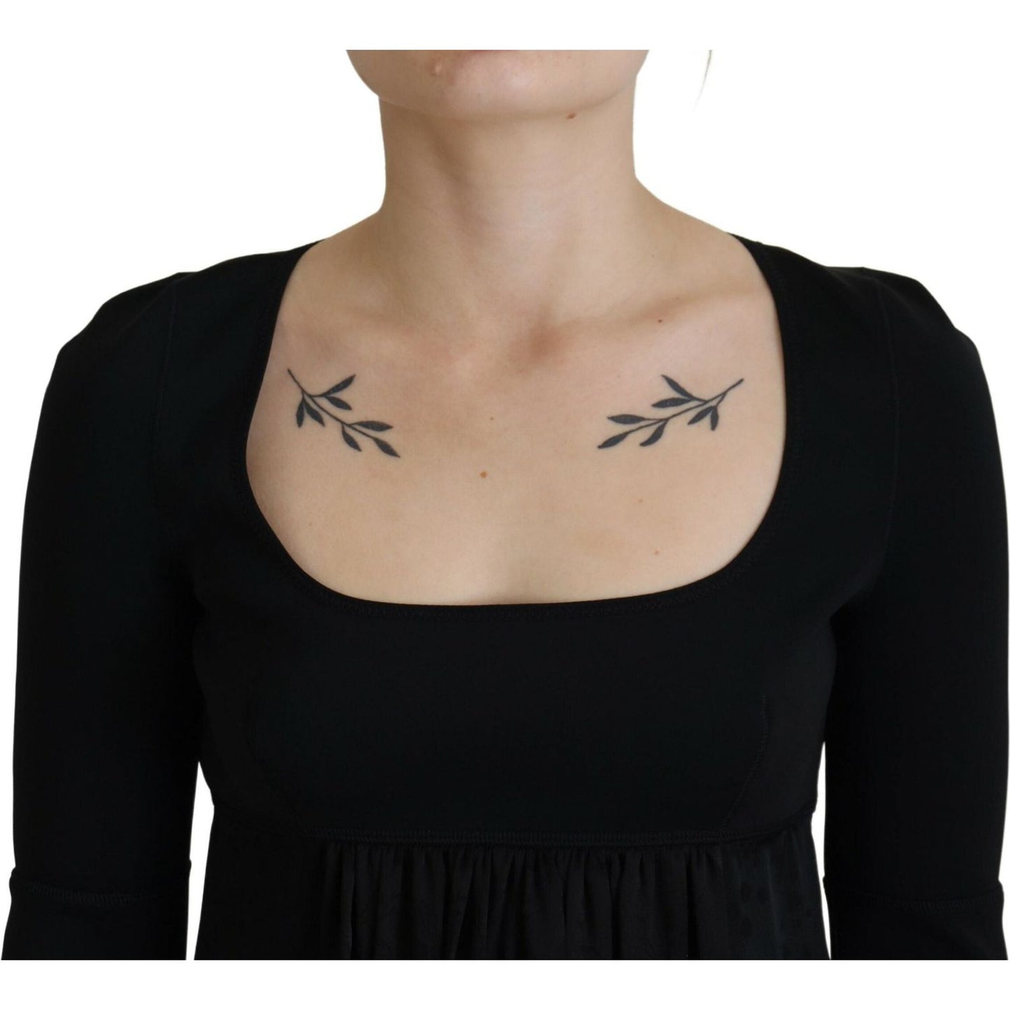 Dsquared² Black Acetate Short Sleeves A-line Sheath Dress Dsquared² Black