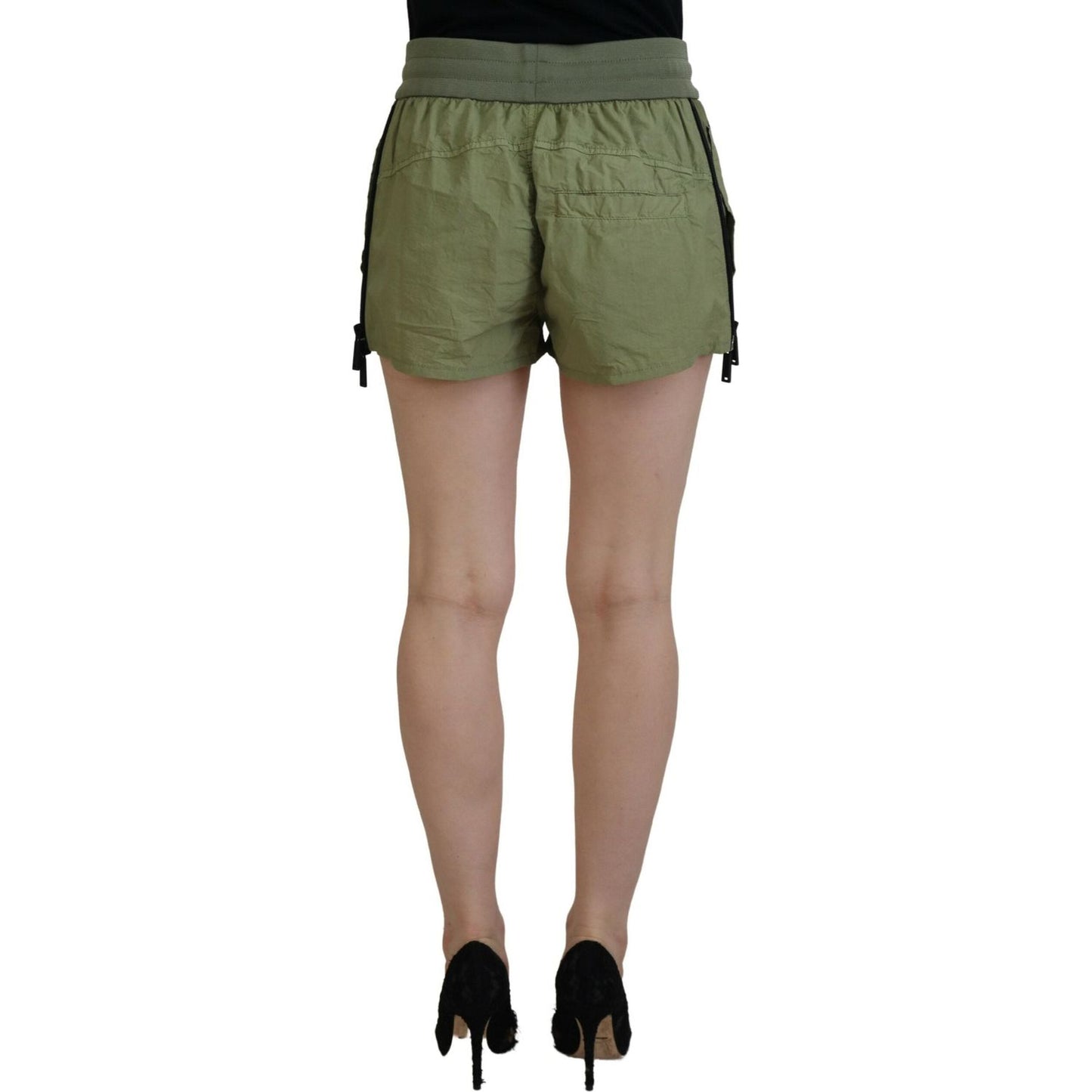 Dsquared² Green Cotton Mid Waist Drawstring Tapered Shorts Dsquared² Dim Gray