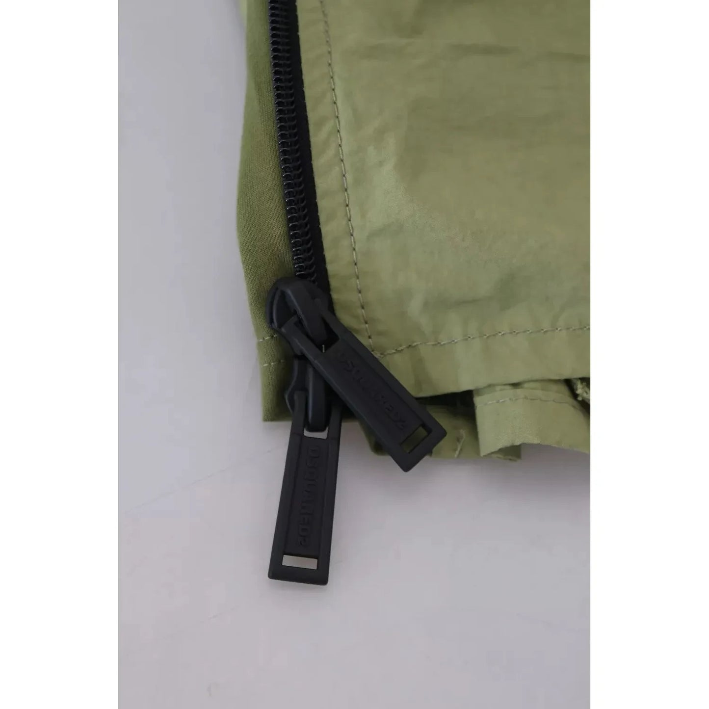 Dsquared² Green Cotton Mid Waist Drawstring Tapered Shorts Dsquared² Dark Gray
