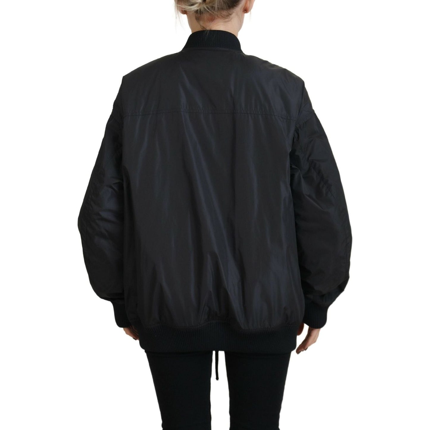 Dsquared² Black Logo Print Full Zip Women Bomber Jacket Dsquared² Black