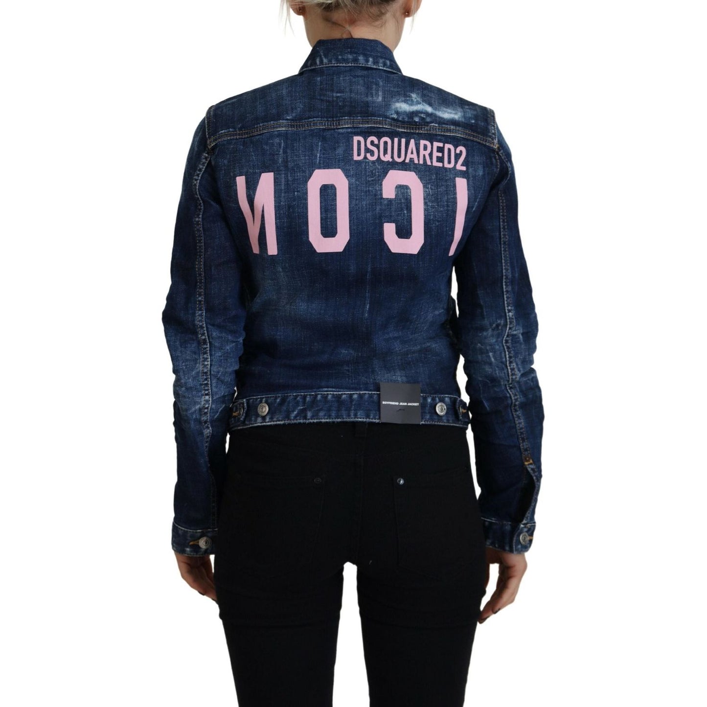 Dsquared² Blue Icon Printed Distressed Denim Jacket Dsquared² Black