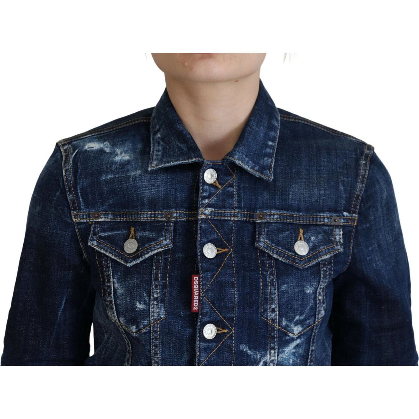 Dsquared² Blue Icon Printed Distressed Denim Jacket Dsquared² Dark Slate Gray