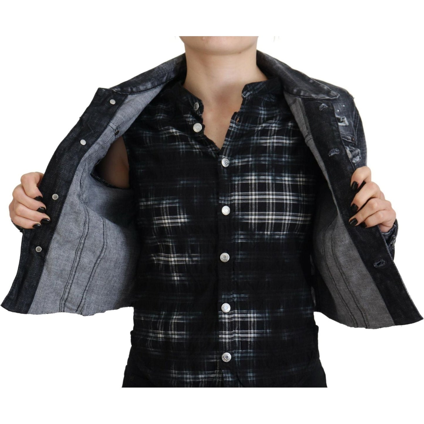 Dsquared² Gray Washed Cotton Distressed Denim Jacket Dsquared² Black