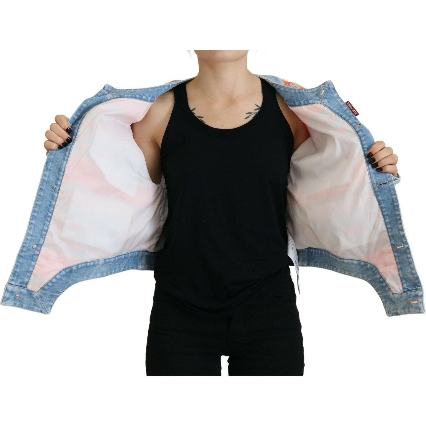 Dsquared² Orange Blue Panelled Button Front Denim Jacket Dsquared² Light Gray