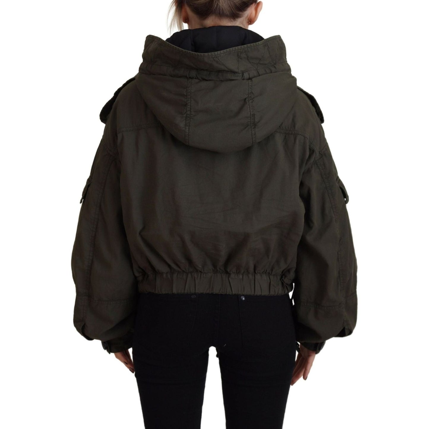 Dsquared² Green Cotton Hooded Cargo Button Jacket Dsquared² Black