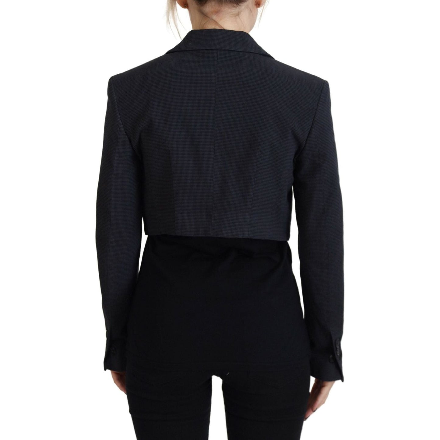 Dsquared² Black Cotton Cropped Button Blazer Jacket Dsquared² Black