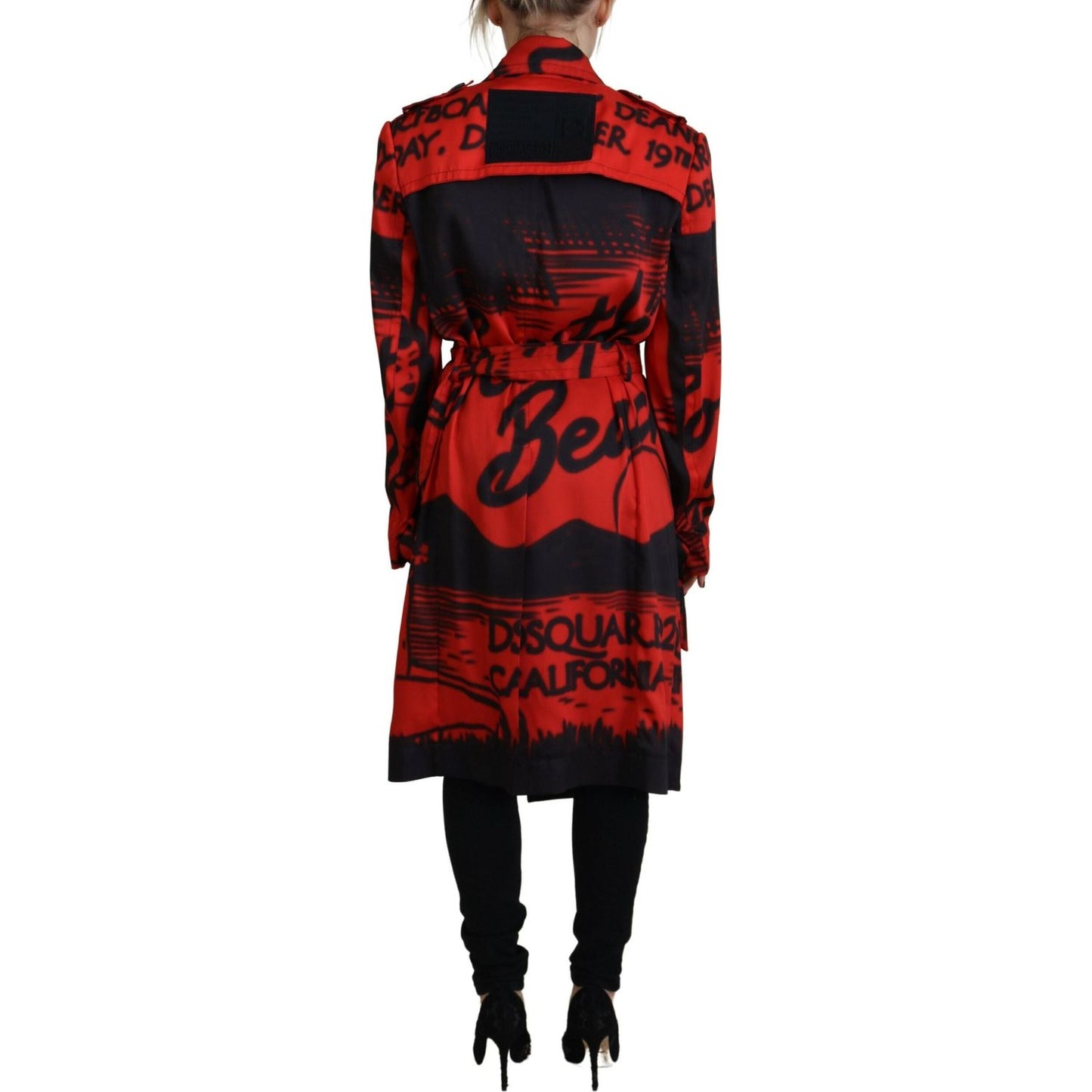 Dsquared² Red Printed Button Collared Desigual Coat Jacket Dsquared² Sienna