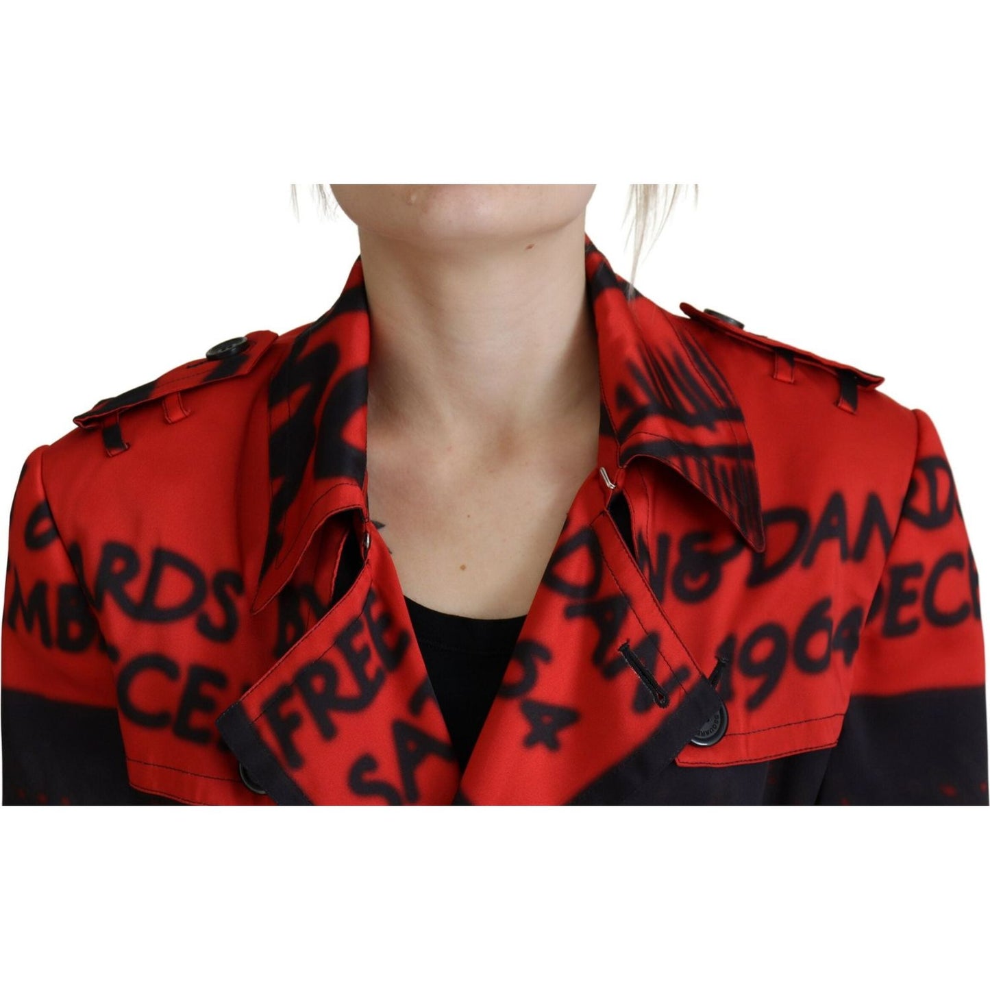 Dsquared² Red Printed Button Collared Desigual Coat Jacket Dsquared² Brown